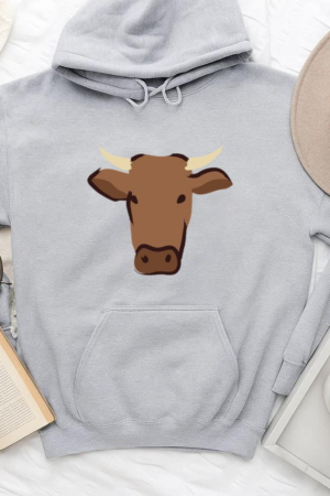 Brown Cow Head With Horns Hoodie