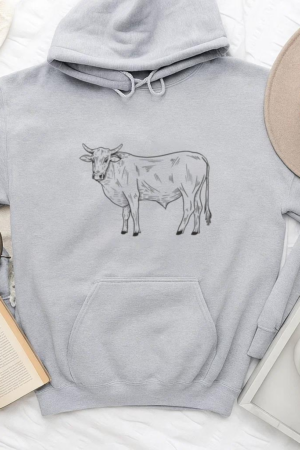 Bull Animal Black And White Hoodie
