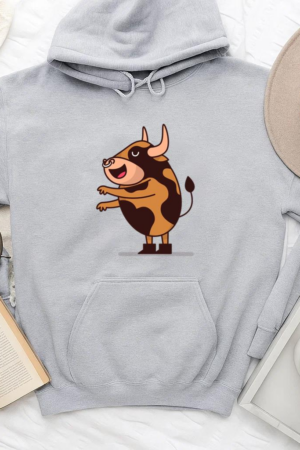 Bull Standing Cartoon Hoodie