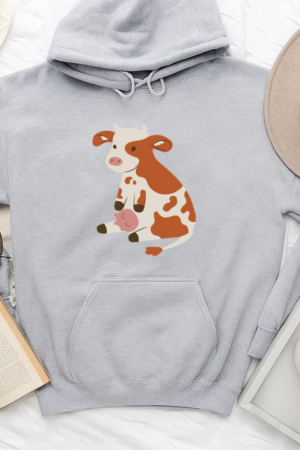 Cartoon Cow Sitting Hoodie