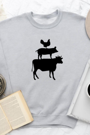 Chicken Pig And Cow Silhouettes Sweatshirt