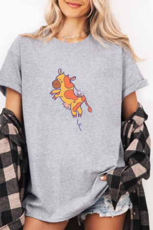 Cow Cartoon With A Cutaway Section T-Shirt