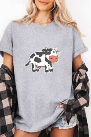 Cow Cute Textured T-Shirt