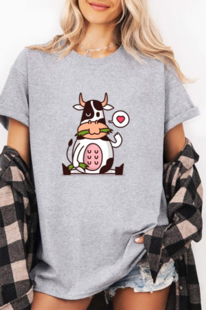 Cow Eating Cartoon T-Shirt