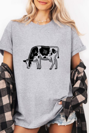 Cow Farm Animal Hand Drawn T-Shirt