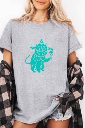 Cow In A Party Hat Holding An Ice Cream Cone T-Shirt