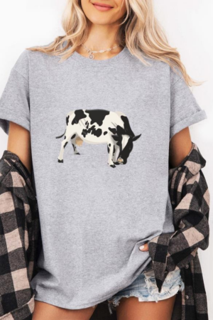 Cow Looking Down Illustration T-Shirt