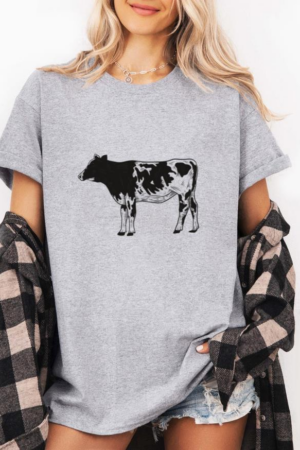 Cow Looking Side Illustration T-Shirt