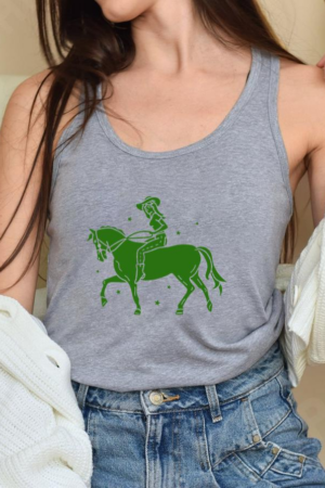 Cowgirl In Horse Cut Out Tattoo Tank Top