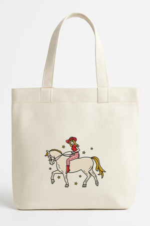 Cowgirl Woman In Horse Color Tatttoo Canvas Tote Bag