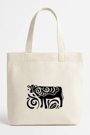 Cut Out Cow Composition Canvas Tote Bag