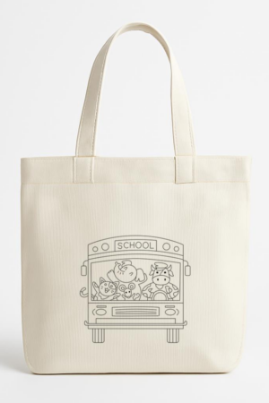 Cute Animal School Bus Canvas Tote Bag