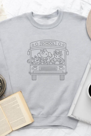 Cute Animal School Bus Sweatshirt