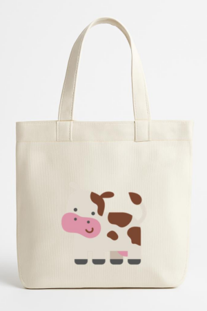 Cute Cartoon Cow Canvas Tote Bag