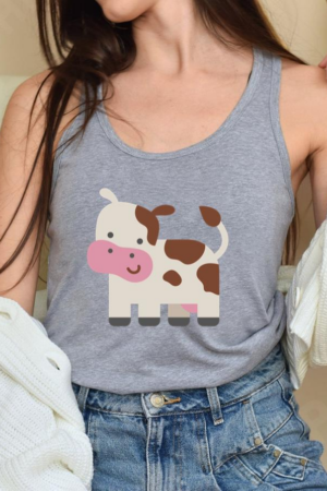 Cute Cartoon Cow Tank Top