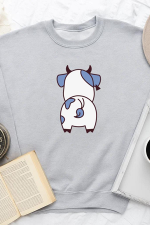 Cute Cow Back Flat Sweatshirt