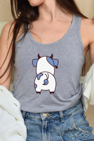 Cute Cow Back Flat Tank Top
