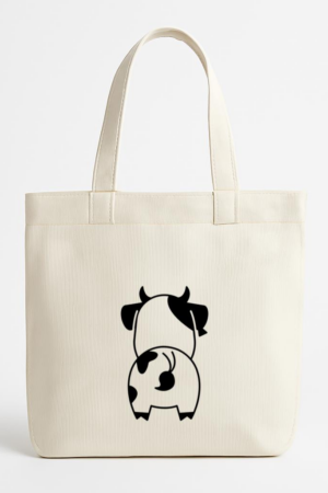 Cute Cow Back Stroke Canvas Tote Bag