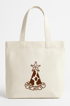 Cute Cow Birthday Hat Design Canvas Tote Bag