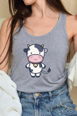 Cute Cow Character Tank Top