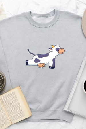 Cute Cow Doing Yoga Color Stroke Sweatshirt