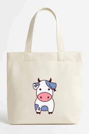 Cute Cow Flat Canvas Tote Bag