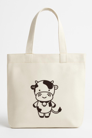 Cute Cow Stroke Canvas Tote Bag