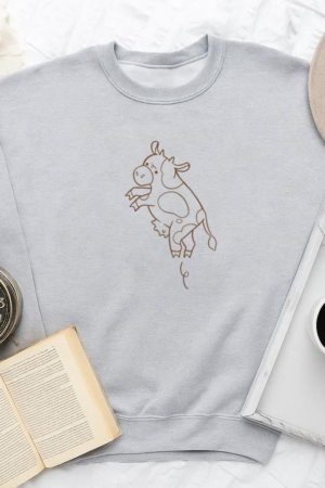 Cute Little Cow Stroke Outline Sweatshirt