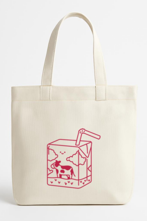 Cute Milk Carton Design Canvas Tote Bag