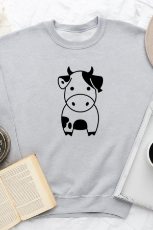 Cute Minimalist Cow Stroke Sweatshirt