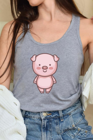 Cute Pig Character Tank Top