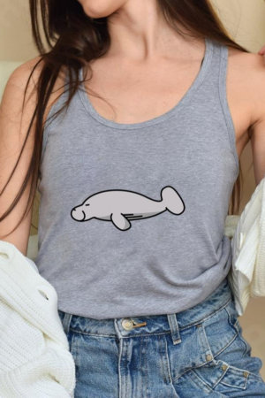 Cute Semi Flat Sideways Manatee Tank Top