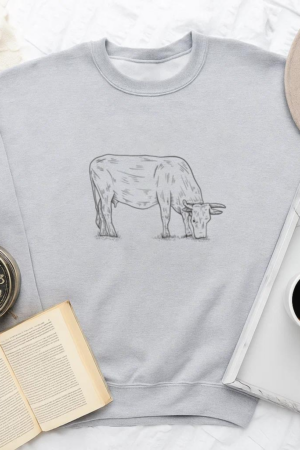 Eating Cow Black And White Sweatshirt
