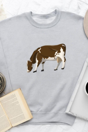 Eating Cow Illustration Sweatshirt