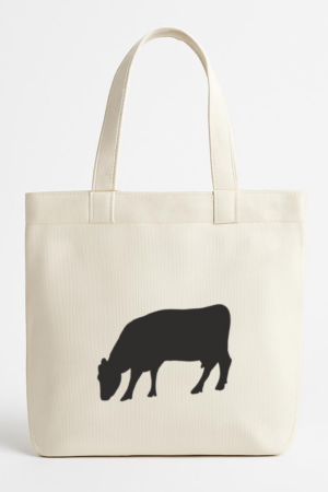 Eating Cow Silhouette Canvas Tote Bag