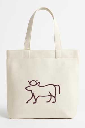 Egyptian Traditional Sacred Cow Symbol Canvas Tote Bag