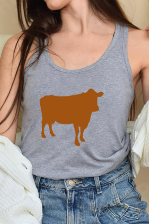Farm Animal Cow Silhouette Tank Top