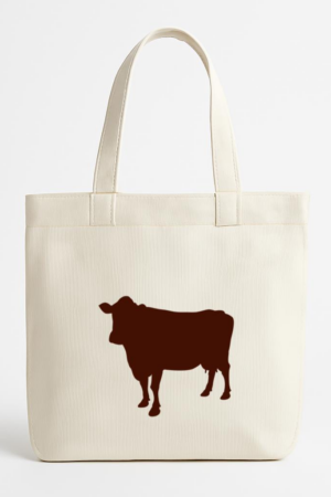 Farm Cow Silhouette Canvas Tote Bag