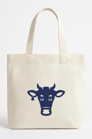 Filled Stroke Cow Head Canvas Tote Bag