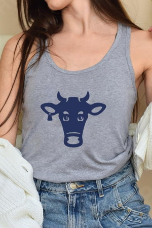 Filled Stroke Cow Head Tank Top