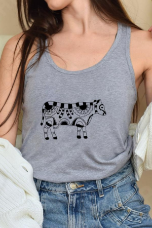 Floral Mandala Cow Tank Top