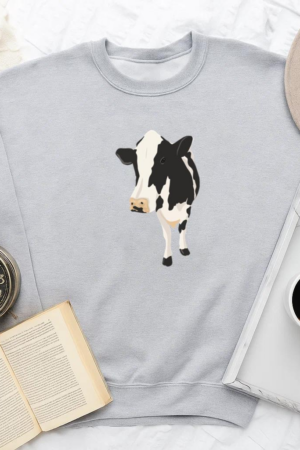 Front Cow Illustration Sweatshirt