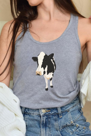 Front Cow Illustration Tank Top
