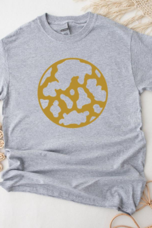 Round Cow Print Badge T-Shirt