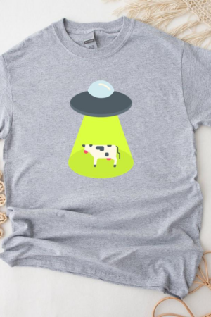 Silver Ufo Abducting A Cow T-Shirt