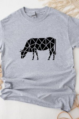 Simple Polygonal Cut Out Cow T-Shirt