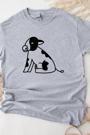 Sitting Filled Stroke Milk Cow T-Shirt