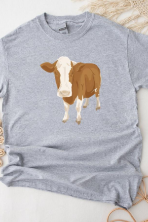 Standing Cow Front Illustration T-Shirt
