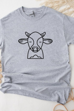 Transparent Cow Calf Head Stroke T-Shirt