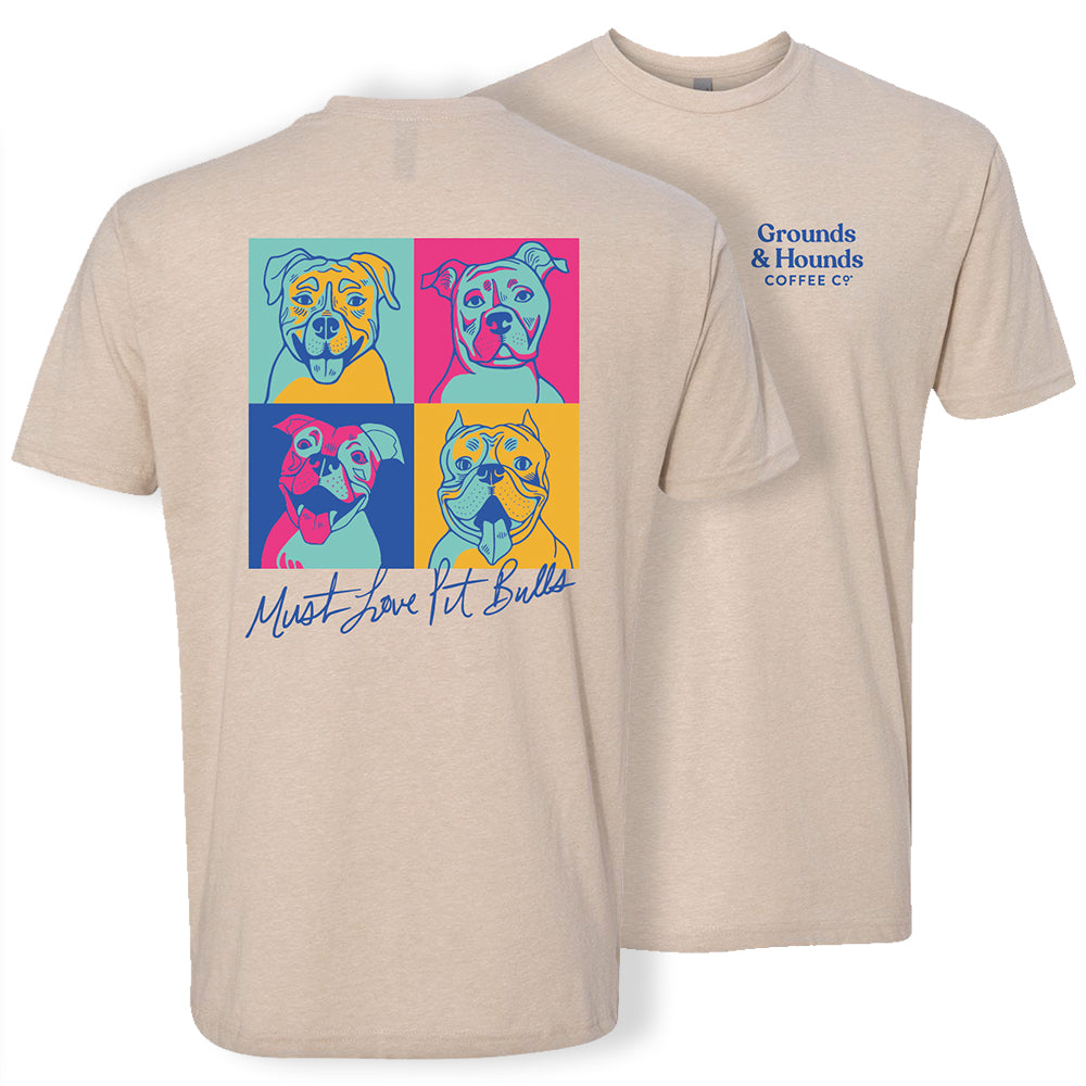 Artistic Pit Bull Faces Tee - Vibrant Unisex Cotton Blend Shirt